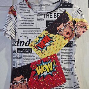 Women's Newsprint Silk Top